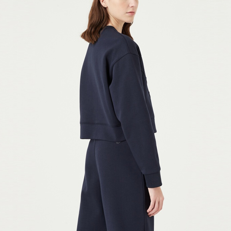 Shop (W) Sudadera Emporio Armani SS22 Azul Marino de Algodón con Cuello Redondo. 3L2M6D-2JYWZ-0922