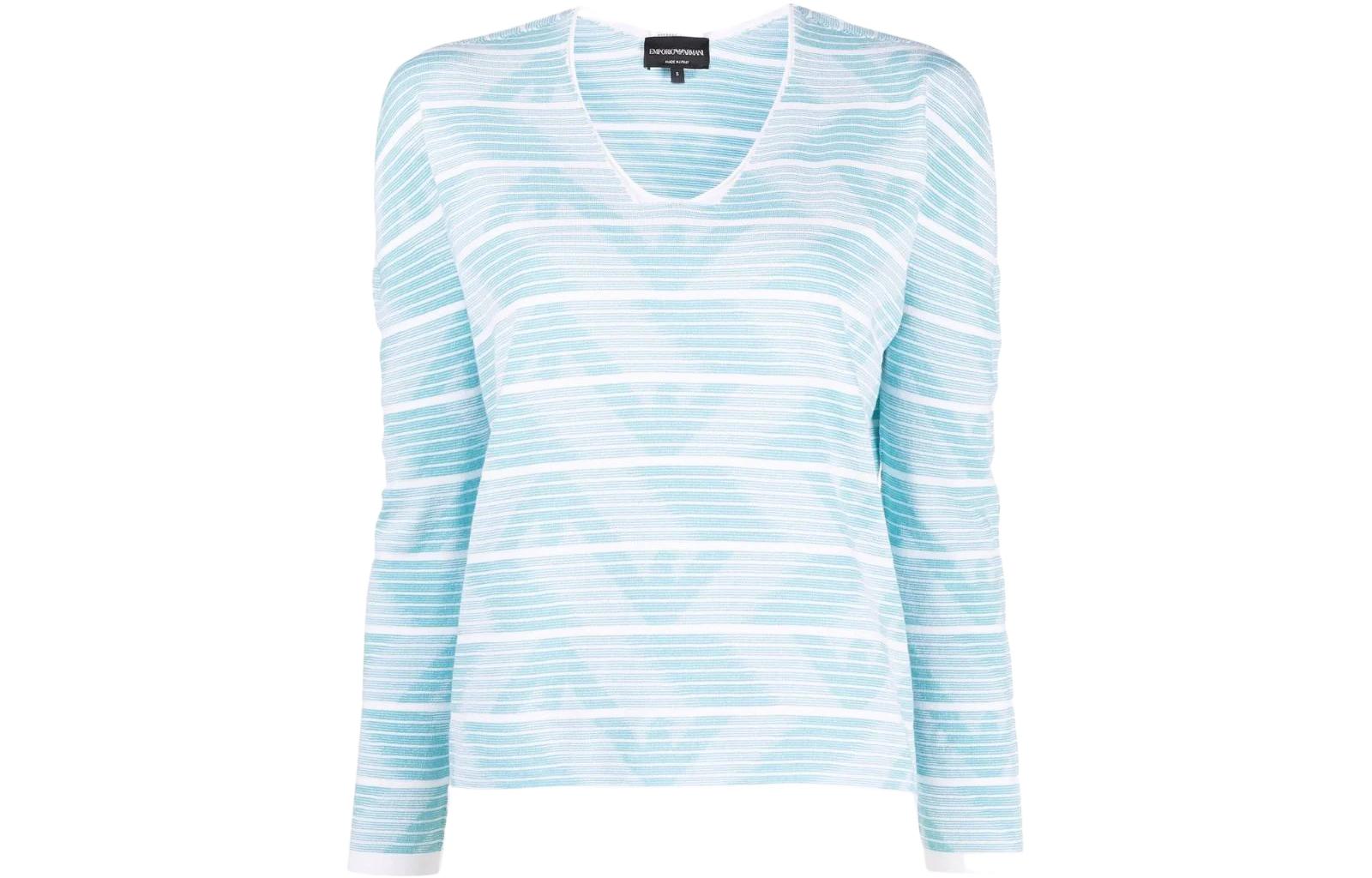 Order (W) エンポリオアルマーニ SS22 パターンプリント クルーネックセーター レディース ブルー 3L2MWV2M20Z0100