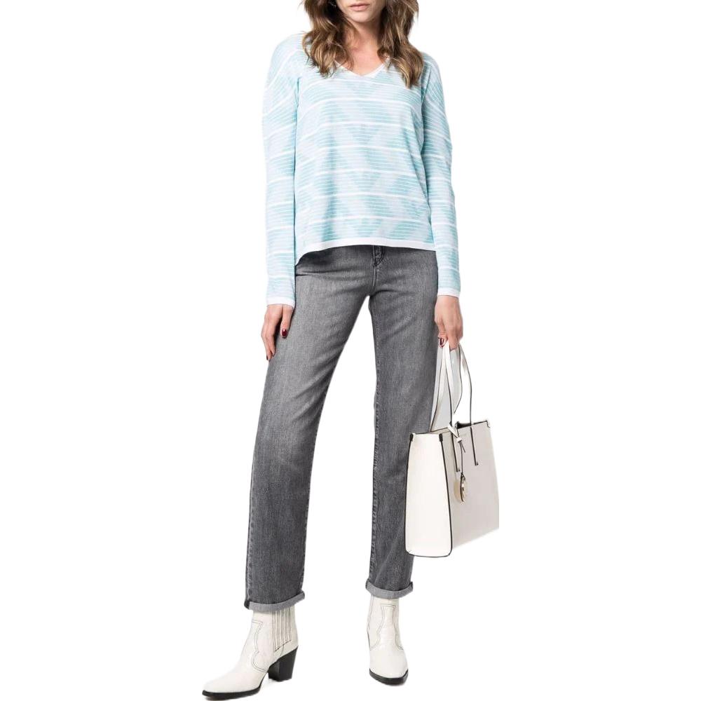 Lookbook (W) エンポリオアルマーニ SS22 パターンプリント クルーネックセーター レディース ブルー 3L2MWV2M20Z0100