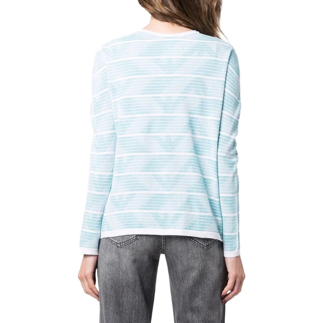 Shop (W) エンポリオアルマーニ SS22 パターンプリント クルーネックセーター レディース ブルー 3L2MWV2M20Z0100