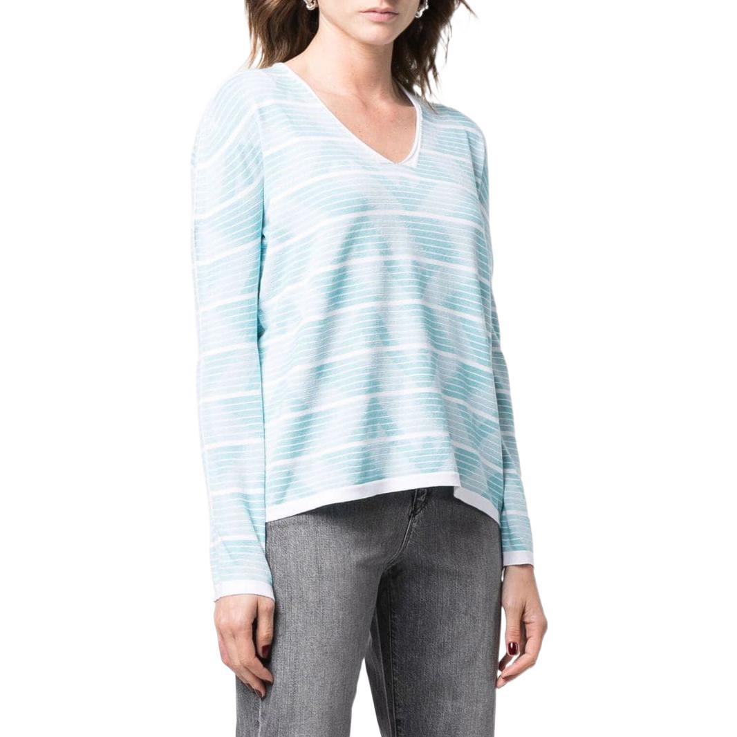 Purchase (W) エンポリオアルマーニ SS22 パターンプリント クルーネックセーター レディース ブルー 3L2MWV2M20Z0100