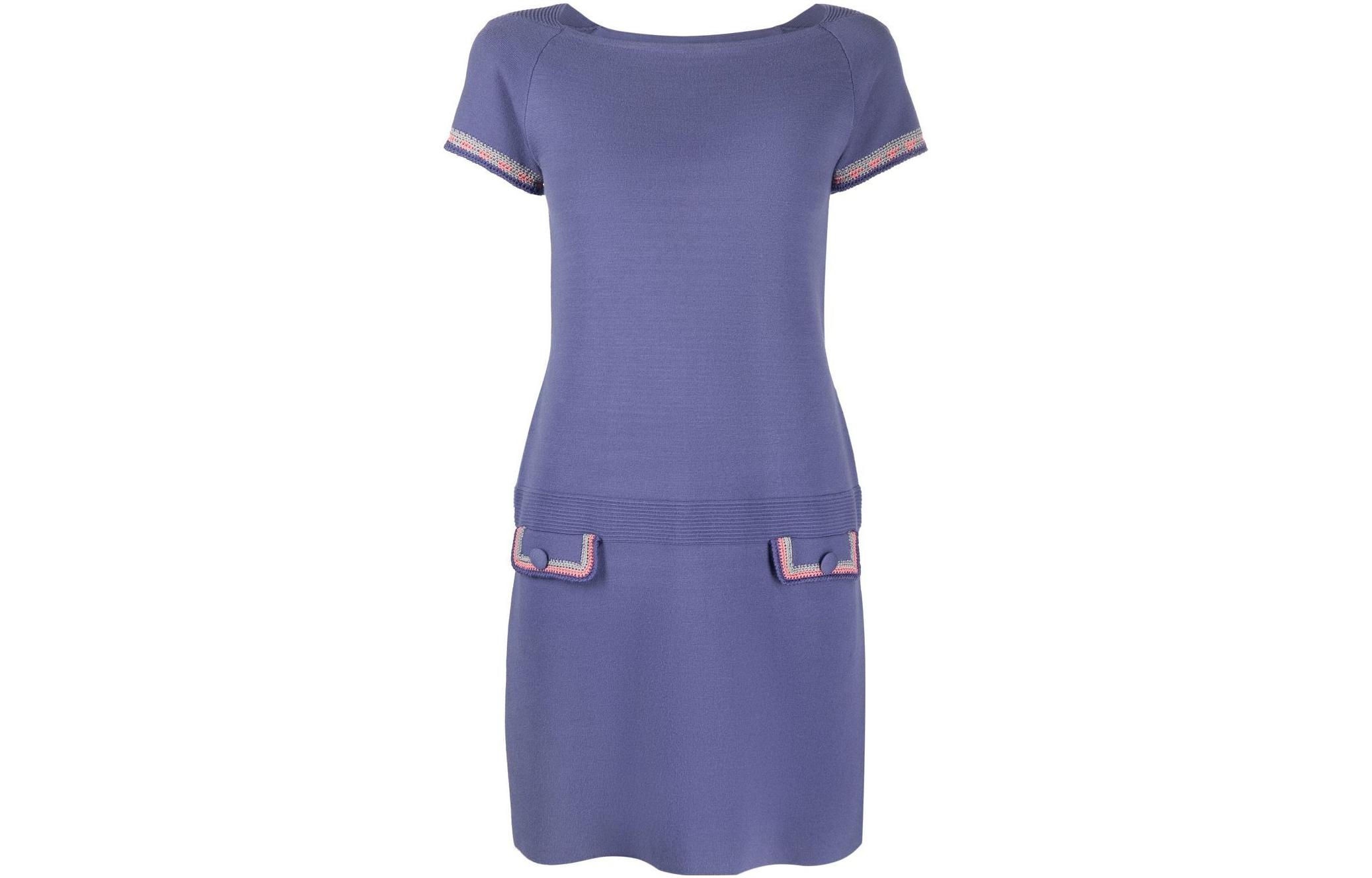 Order (W) Vestido Emporio Armani SS22 Morado de Crochet con Manga Corta. 3L2AT2-2M12Z-0820