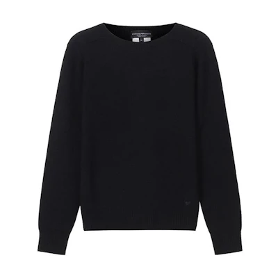 (Women) EMPORIO ARMANI SS23 Black Loose-Fit Knit Pullover Sweater. 8N2MW3-2MA1Z-0999