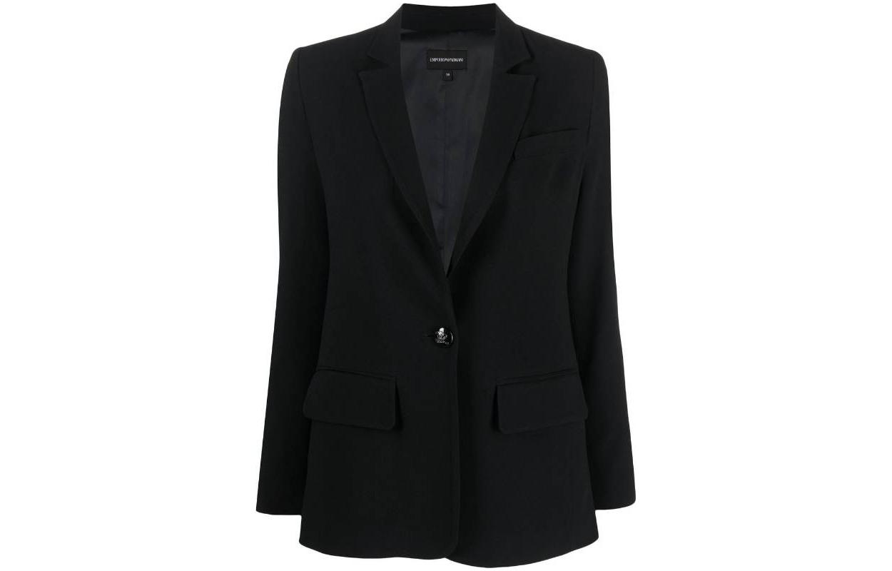 Order (W) Emporio Armani SS23 Blazer Hitam Lengan Panjang Butang Tunggal. 3R2G69-2NQ2Z-0999
