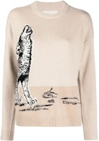 (Women) Emporio Armani SS23 Crewneck Knit Sweater Wolf Design Off-White. 6L2MXV-2M83Z-F130 (Women) Emporio Armani SS23 Crewneck Knit Sweater Wolf Design Off-White. 6L2MXV-2M83Z-F130
