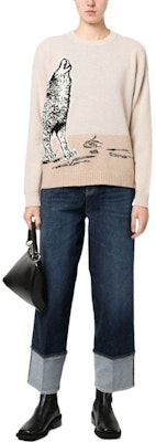 (Women) Emporio Armani SS23 Crewneck Knit Sweater Wolf Design Off-White. 6L2MXV-2M83Z-F130 Lookbook (Women) Emporio Armani SS23 Crewneck Knit Sweater Wolf Design Off-White. 6L2MXV-2M83Z-F130