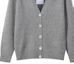 Details for (Women) EMPORIO ARMANI SS23 Grey V-Neck Cashmere Sweater with Eagle Logo Embroidery. 8N2MW1-2MA1Z-0657