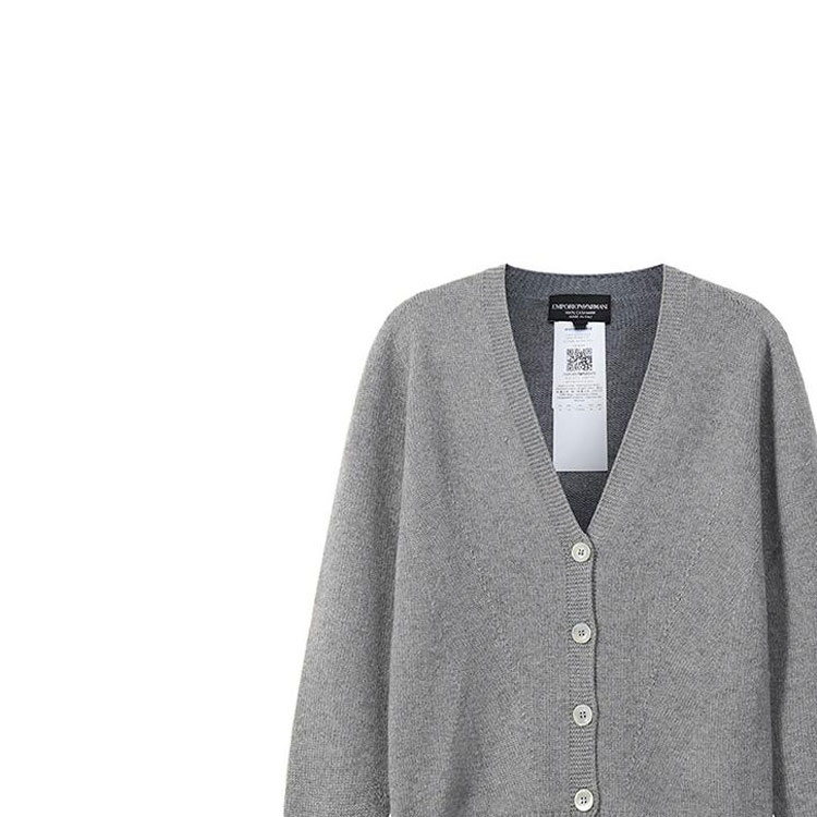 (Women) EMPORIO ARMANI SS23  Grey V-Neck Cashmere Sweater with Eagle Logo Embroidery. 8N2MW1-2MA1Z-0657 圖 7