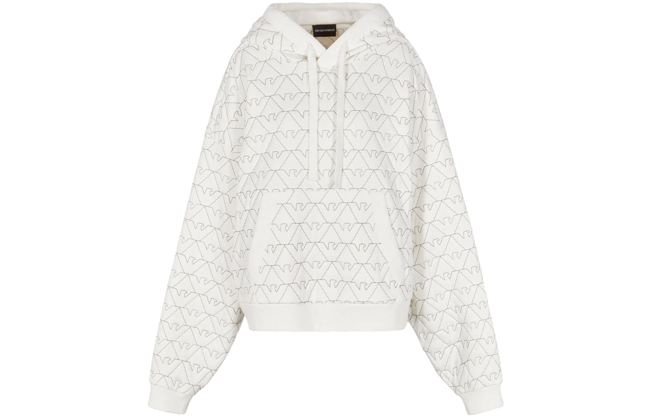 (Women) EMPORIO ARMANI SS23  Pattern Print Hoodie White Long Sleeve Sweatshirt 6R2M7M2-JXAZ1-0101 圖 2