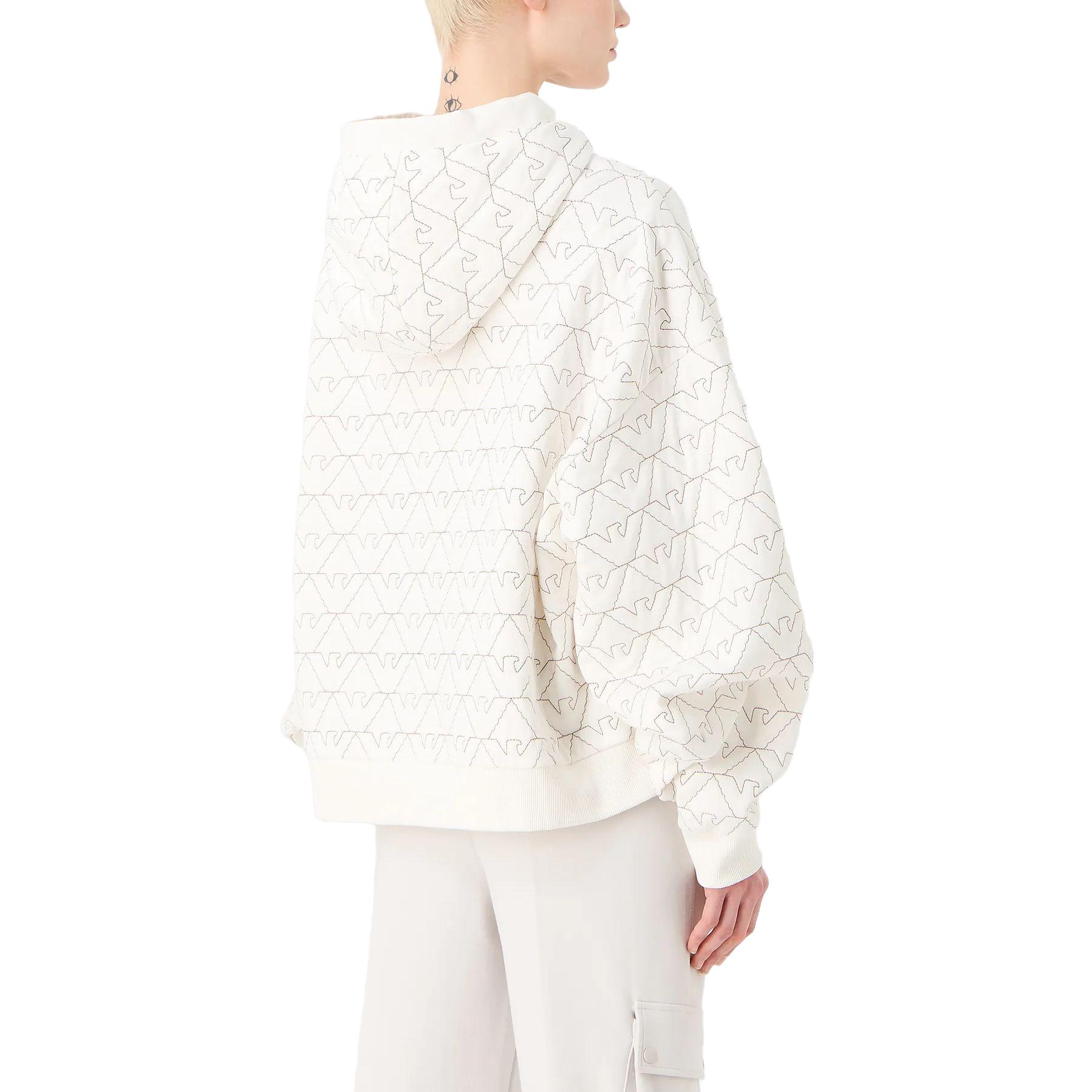 (Women) EMPORIO ARMANI SS23  Pattern Print Hoodie White Long Sleeve Sweatshirt 6R2M7M2-JXAZ1-0101 圖 5