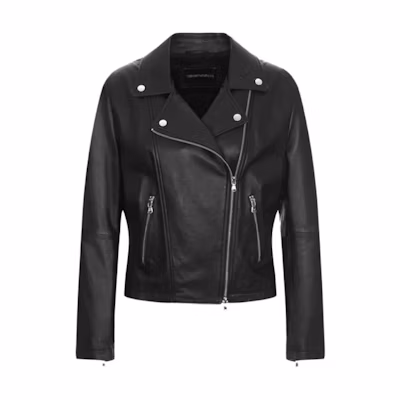 (Women) EMPORIO ARMANI SS23 Solid Black Collared Jacket 4NB60P-42P07-999