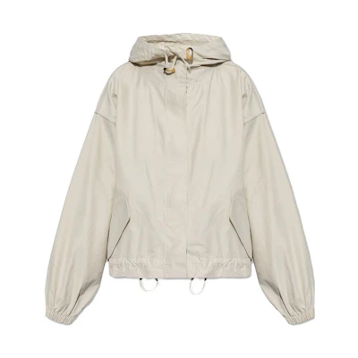 (Women) EMPORIO ARMANI SS23 Solid Color Hooded Casual Jacket Brown 6L2B78-2NH2Z-0141