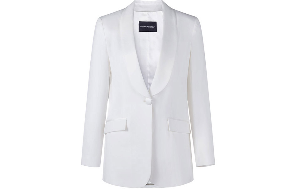 (Women) Emporio Armani SS23  White Solid Single-Breasted Blazer 0NG3DT-02003-101