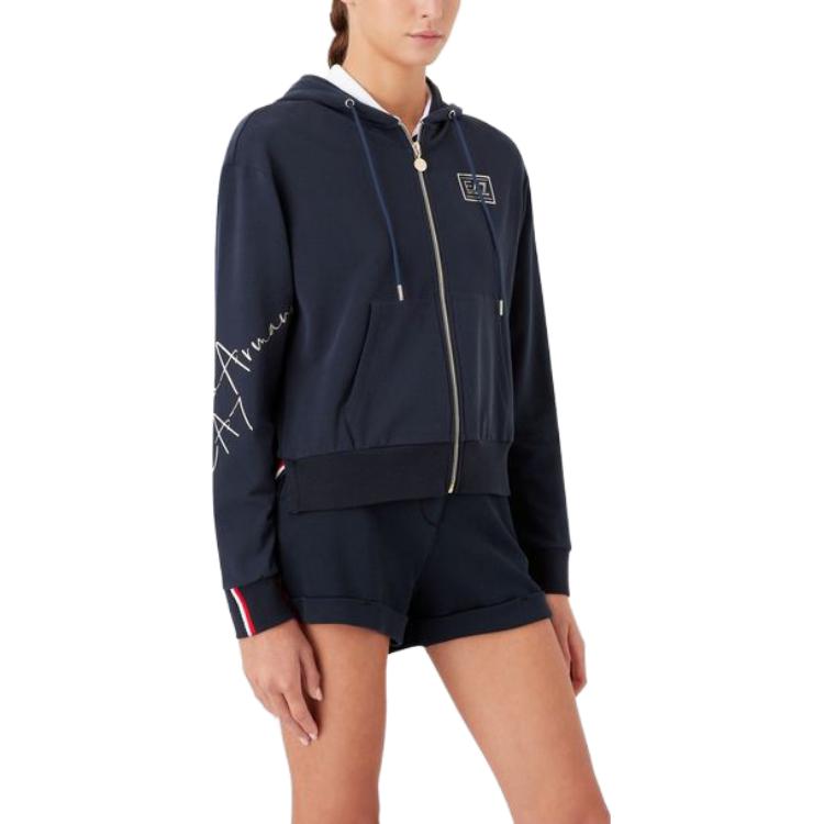 (Women) Emporio Armani SS23 EA7 Navy Blue Zip Hoodie with Letter Print 3RTM38-TJKXZ-1554 圖 5