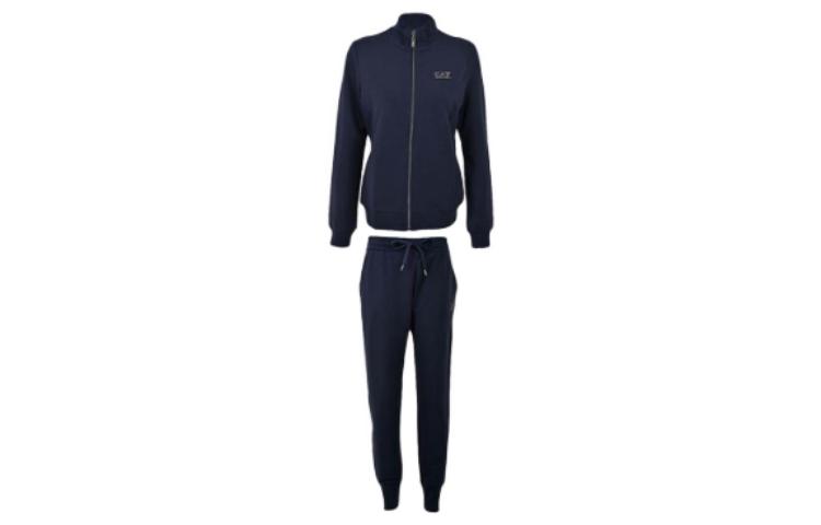 (Women) Emporio Armani SS23 Logo High-Neck Stretch Cotton Tracksuit Navy Blue. 6ZTV58-TJ24Z-1554
