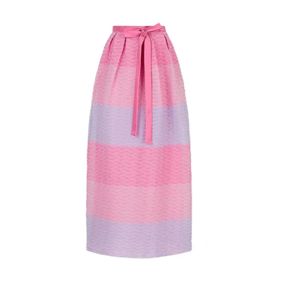 (Women) Emporio Armani SS23 Pink High-Waisted Midi Casual Striped Dress for Women. D4NN2D-D2404-1013