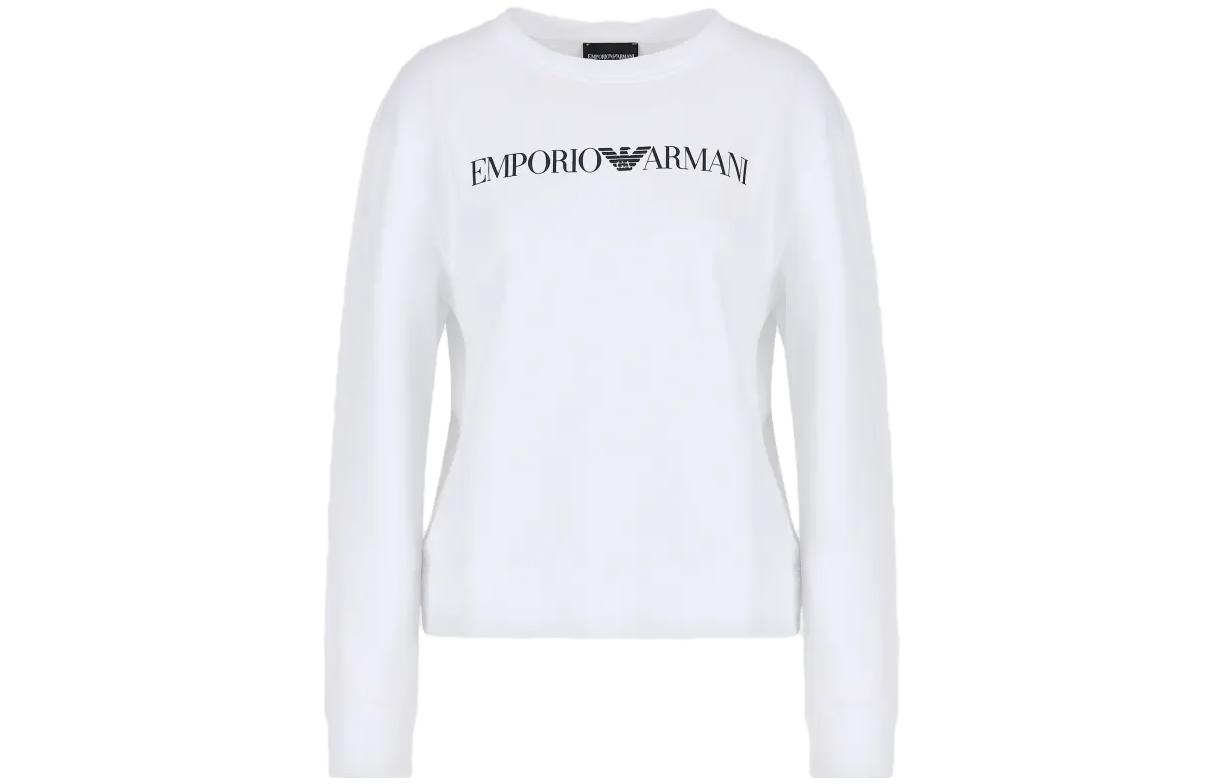 (Women) Emporio Armani SS23 White Crewneck Sweatshirt with Letter Print 8N2M9E-2J49Z-F109