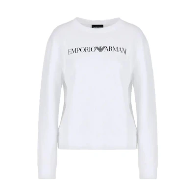 (Women) Emporio Armani SS23 White Crewneck Sweatshirt with Letter Print 8N2M9E-2J49Z-F109