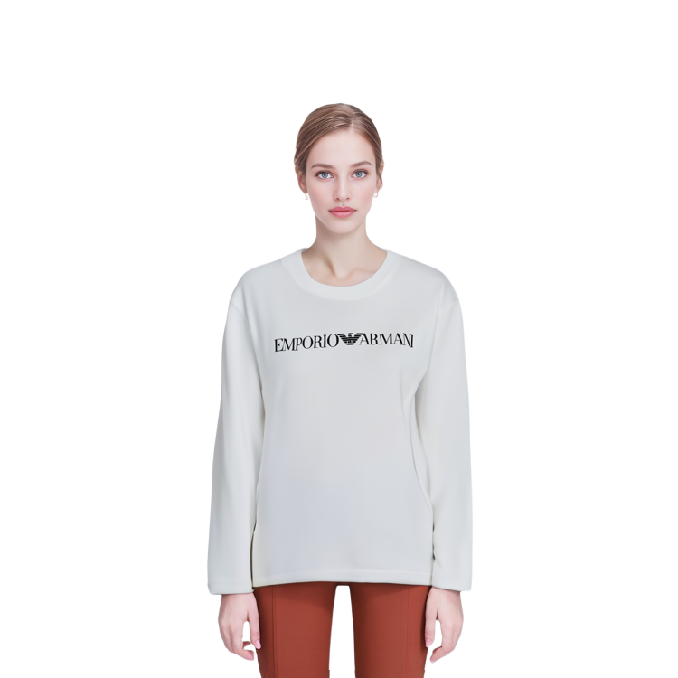 (Women) Emporio Armani SS23 White Crewneck Sweatshirt with Letter Print 8N2M9E-2J49Z-F109 圖 3