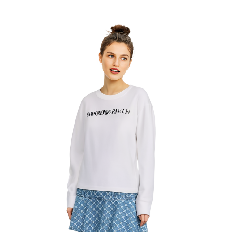 (Women) Emporio Armani SS23 White Crewneck Sweatshirt with Letter Print 8N2M9E-2J49Z-F109 圖 4