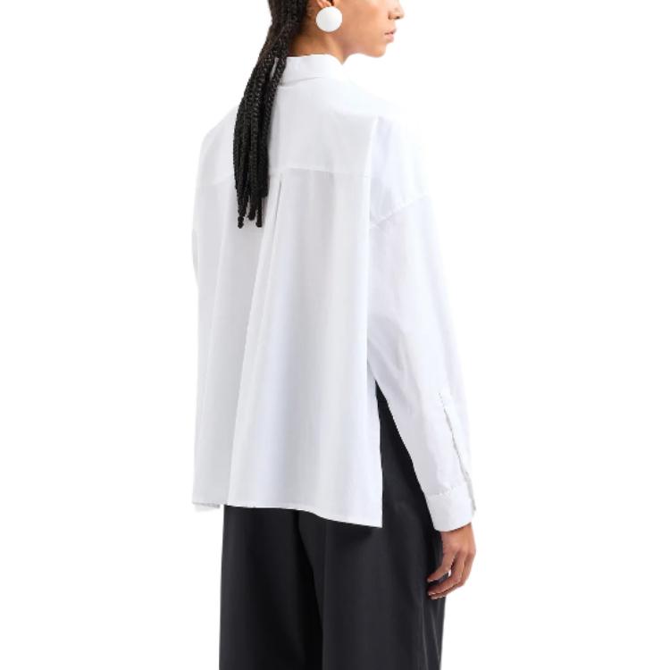 Shop (Women) EMPORIO ARMANI SS24  Asymmetric Button-Down Long Sleeve Shirt White 3D2C64-2N0FZ-10100