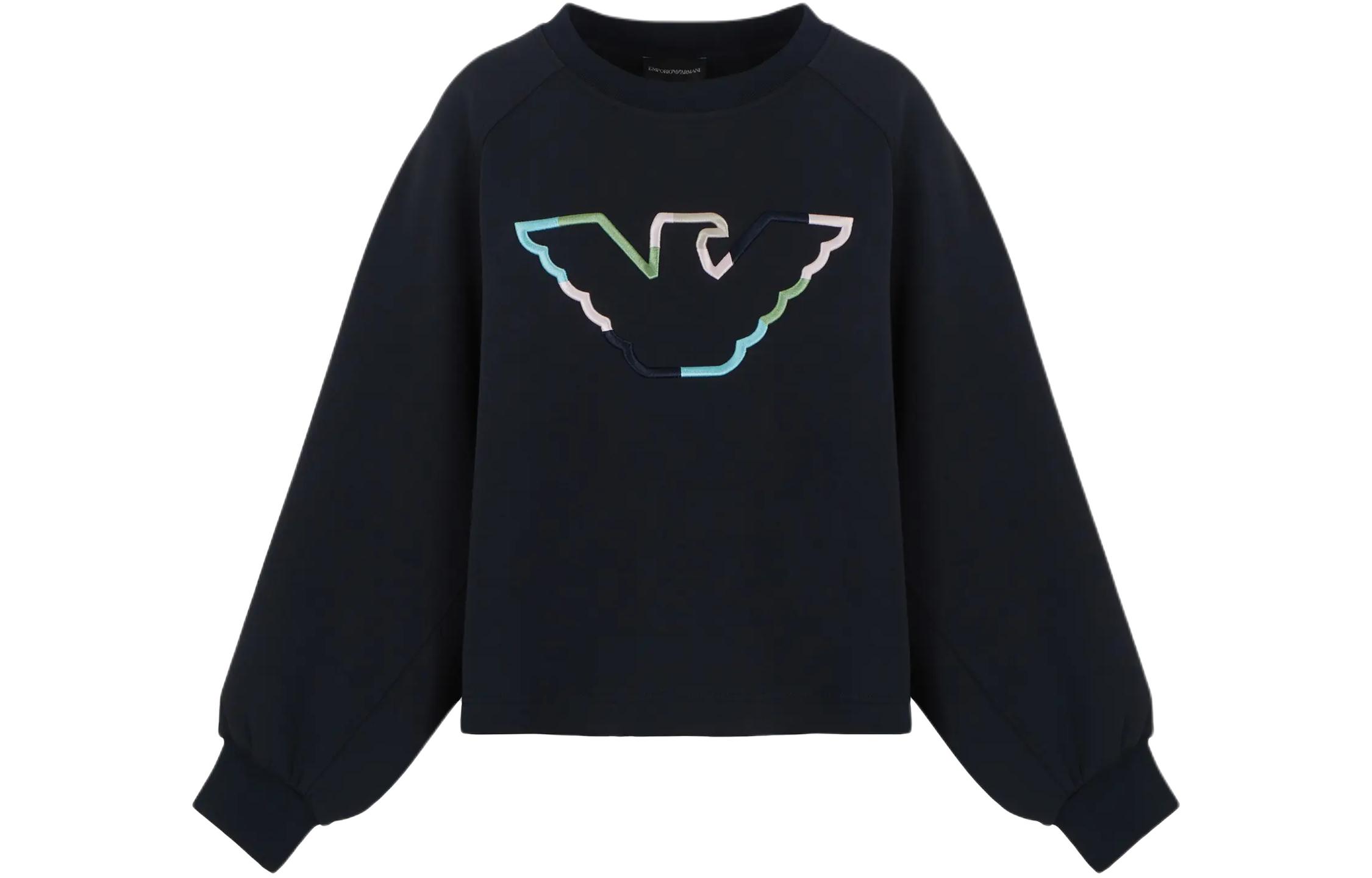 (Women) Emporio Armani SS24 Logo Embroidered Crewneck Long Sleeve Sweatshirt 3D2M6L-1JHSZ-0927
