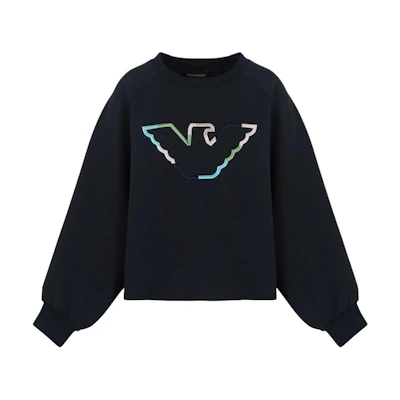(Women) Emporio Armani SS24 Logo Embroidered Crewneck Long Sleeve Sweatshirt 3D2M6L-1JHSZ-0927