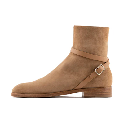 (W) Emporio Armani Velour Leather Zip Boot 'Brown'