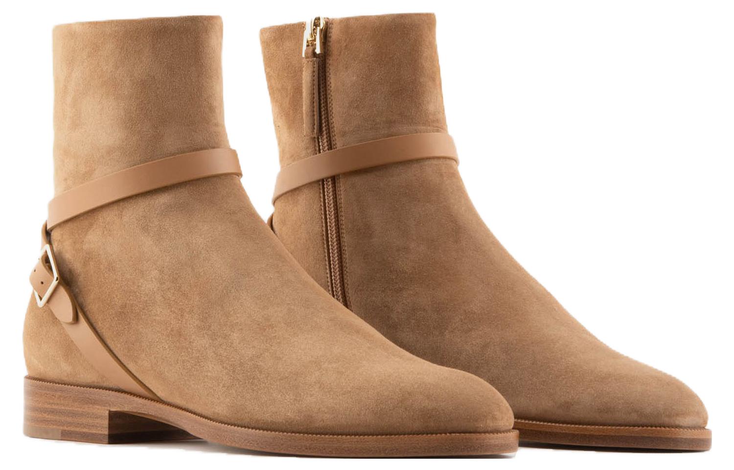 (W) Emporio Armani Velour Leather Zip Boot 'Brown' 圖 2