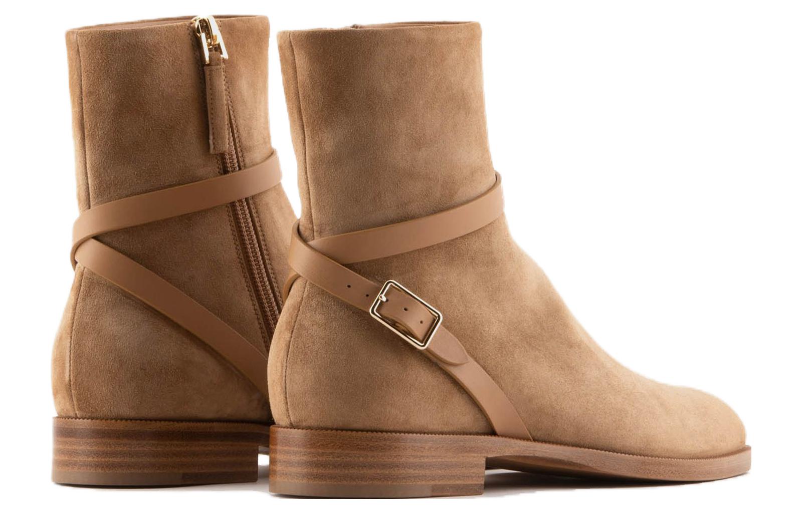 (W) Emporio Armani Velour Leather Zip Boot 'Brown' 圖 3