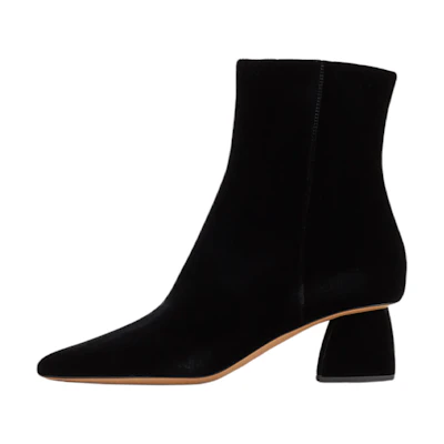 (W) Emporio Armani Velvet Chunky Heel Ankle Boot 'Black'