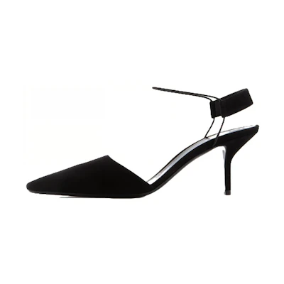 (W) Emporio Armani Velvet High Heels 'Black Slip-On'