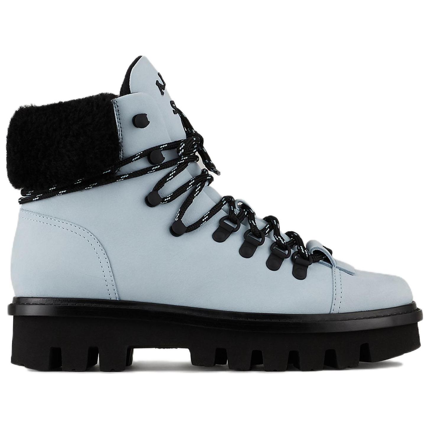 Order EMPORIO ARMANI阿瑪尼 絨面 圓頭繫帶 時尚短靴 女款 藍色