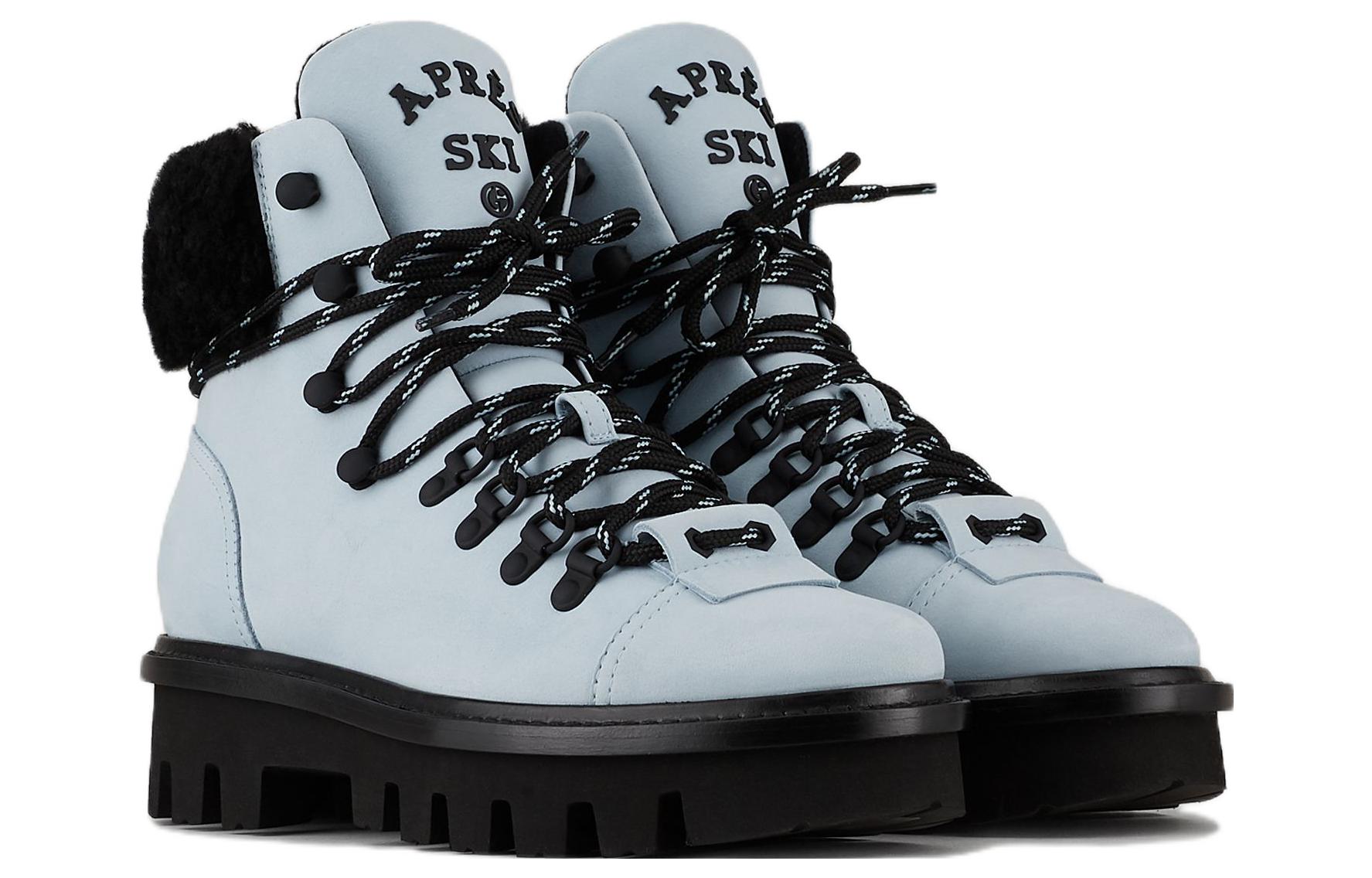 Lookbook EMPORIO ARMANI阿瑪尼 絨面 圓頭繫帶 時尚短靴 女款 藍色