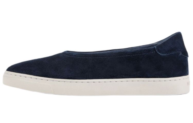 (W) Emporio Armani Velvet Leather Ballet Flats 'Deep Navy'