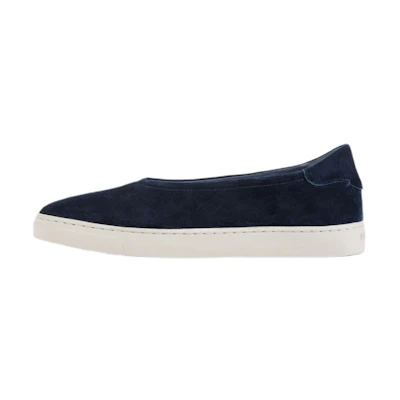 (W) Emporio Armani Velvet Leather Ballet Flats 'Deep Navy'