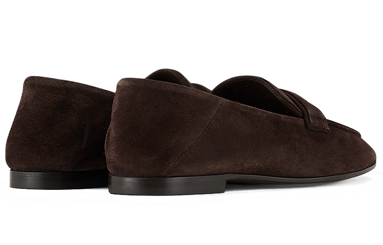 (W) Emporio Armani Velvet Leather Flats 'Brown Logo' 圖 3