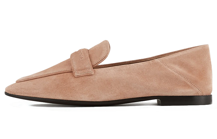 (W) Emporio Armani Velvet Leather Loafer 'Pink Logo'