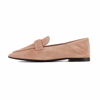(W) Emporio Armani Velvet Leather Loafer 'Pink Logo'
