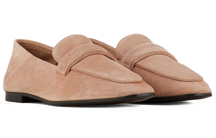 (W) Emporio Armani Velvet Leather Loafer 'Pink Logo' 圖 2