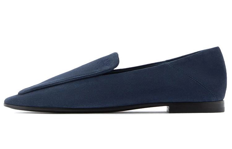 (W) Emporio Armani Velvet Leather Loafers 'Blue'