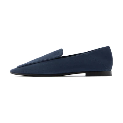 (W) Emporio Armani Velvet Leather Loafers 'Blue'