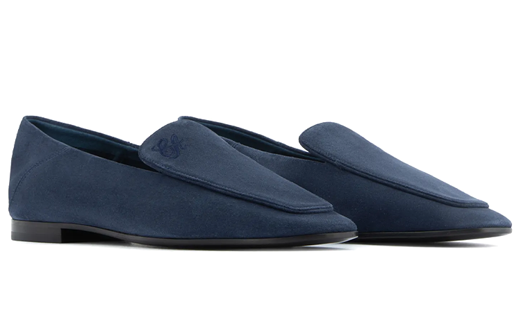 (W) Emporio Armani Velvet Leather Loafers 'Blue' 圖 3