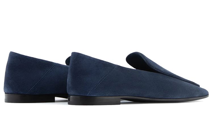 (W) Emporio Armani Velvet Leather Loafers 'Blue' 圖 4
