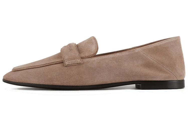 (W) Emporio Armani Velvet Leather Loafers 'Grey Brown'