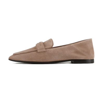 (W) Emporio Armani Velvet Leather Loafers 'Grey Brown'