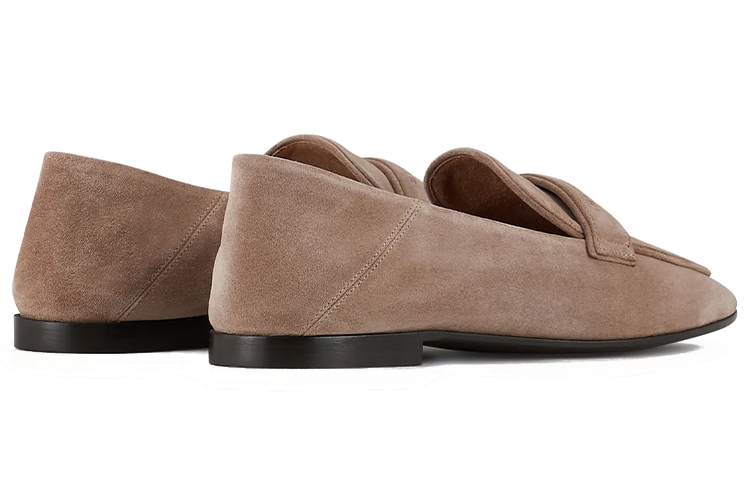 (W) Emporio Armani Velvet Leather Loafers 'Grey Brown' 圖 3