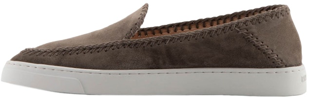 (Women) Emporio Armani Velvet Leather Slip-On 'Grey Brown' X1Y004XF462100417 (Women) Emporio Armani Velvet Leather Slip-On 'Grey Brown' X1Y004XF462100417