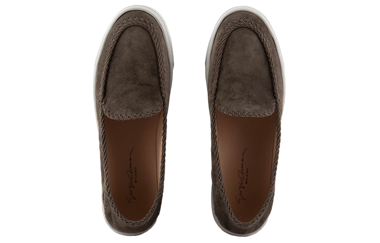 (W) Emporio Armani Velvet Leather Slip-On 'Grey Brown' 圖 3