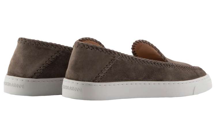 (W) Emporio Armani Velvet Leather Slip-On 'Grey Brown' 圖 4